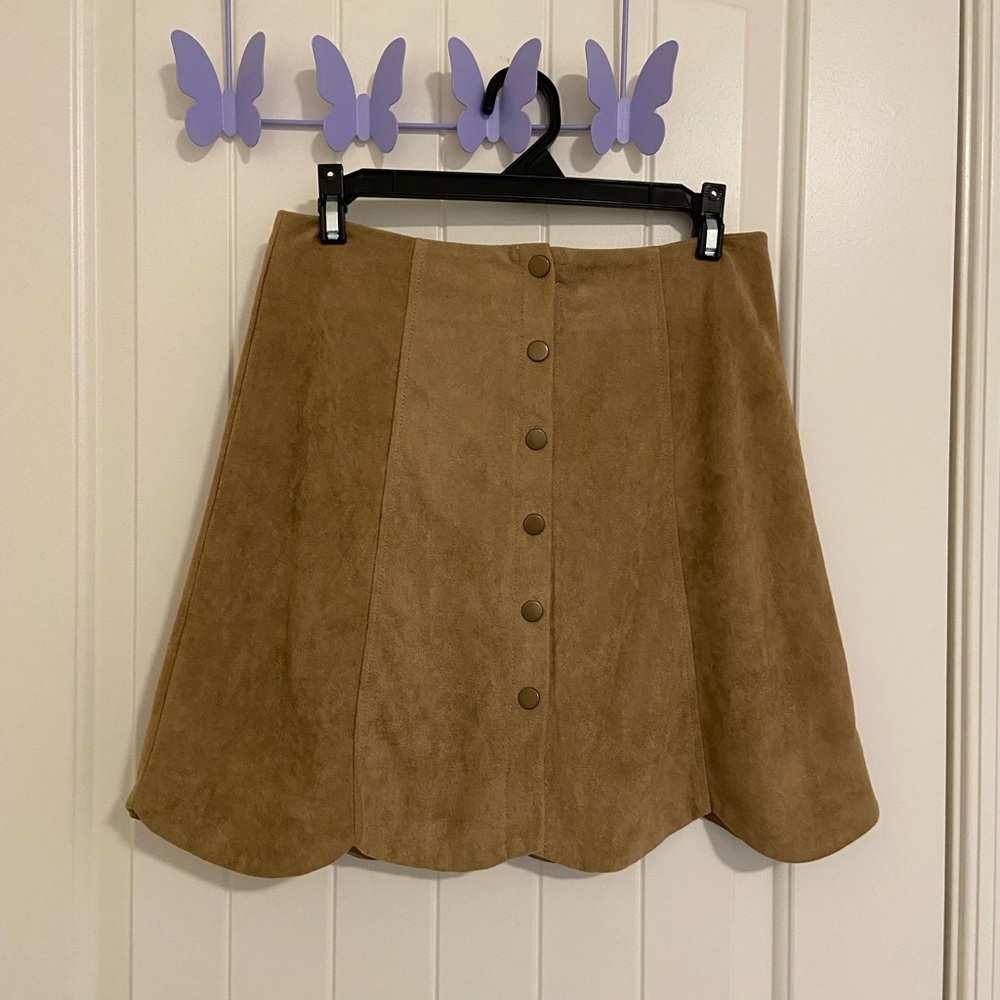 NWOT | Blue Rain women’s suede multi-button‎ miniskirt — small